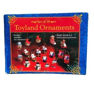 Vintage Toyland Christmas Ornaments Set Of 18 Hand Painted Mini 1"